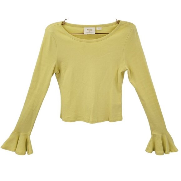 Maeve Yellow Bell Sleeve Flouncy Crop Top XS - Picture 1 of 7
